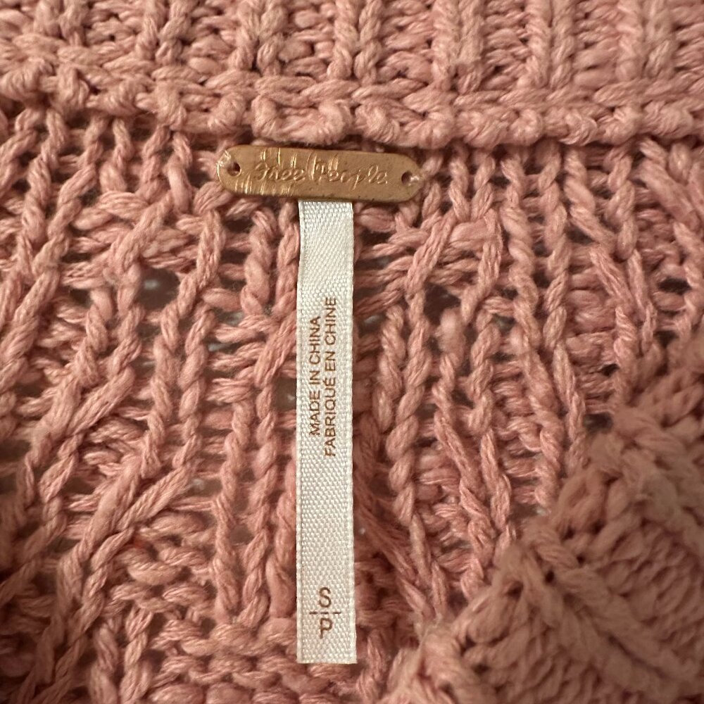 Free People Isa Cable Knit Tunic Sweater Pink S - Picture 3 of 4